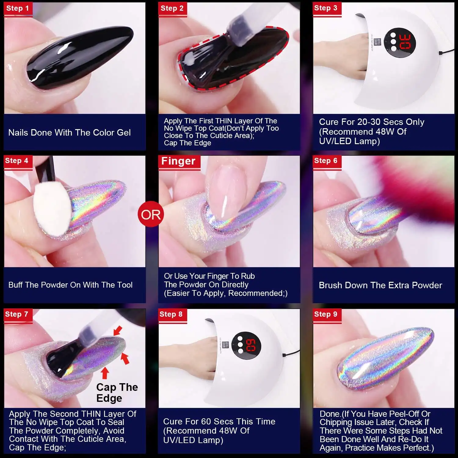 Mirror Chrome Powder Holographic Bulk Buy Holographic Chrome Azmee 4