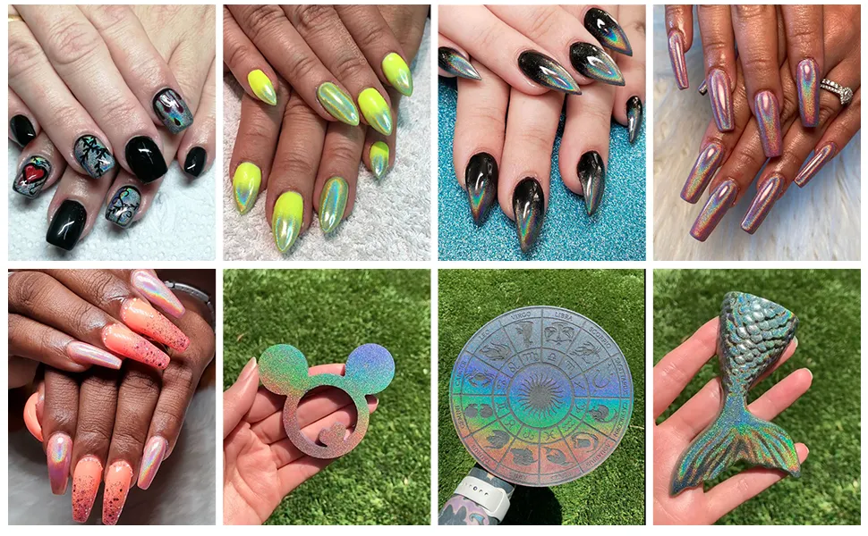 Mirror Chrome Powder Holographic Bulk Buy Holographic Chrome Azmee 10