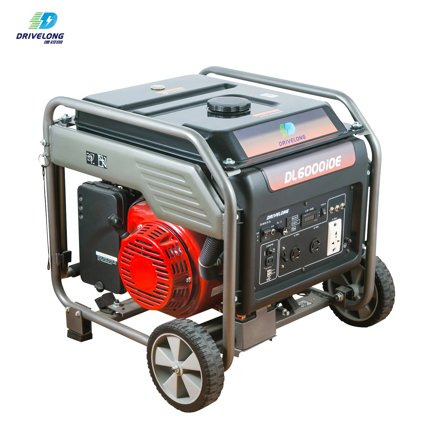 6000KVA 大径ローラー ワンボタンスタート Ohvfuelsystem 6000 ワットオープンフレームガソリン発電機 -1700553098726435 1