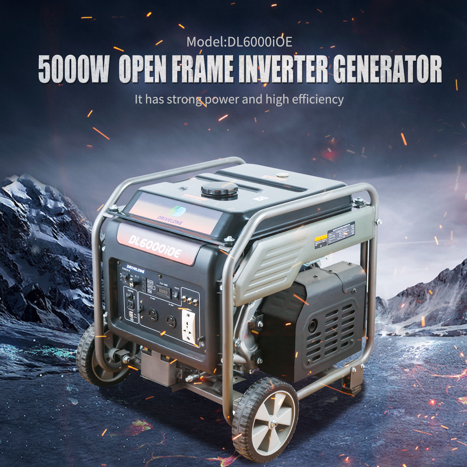 I-6000W iSigaba esinye esiphathwayo seCamping sisebenzisa idijithali ye-Multi-poleper Manentmagnet ephathwayo yejenereyitha yepetroli 3