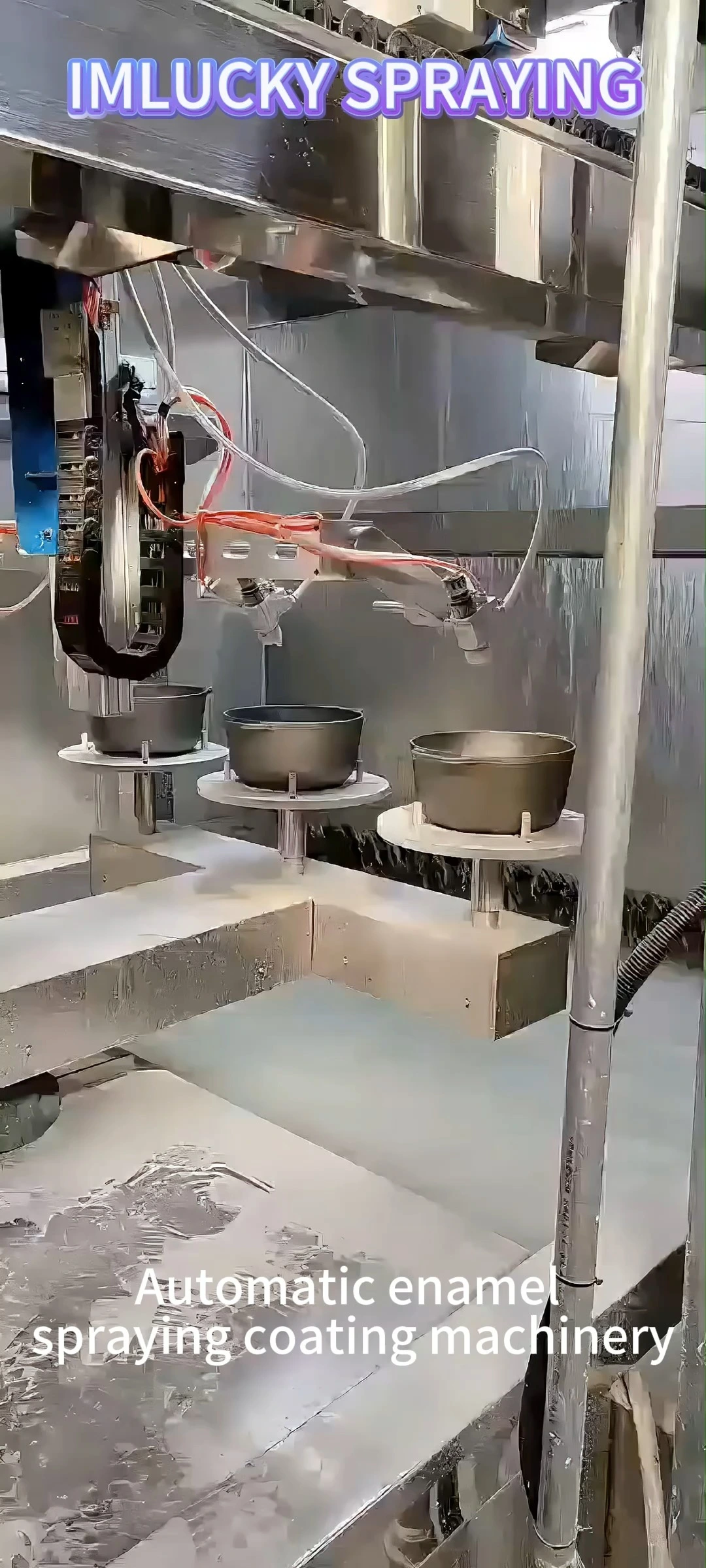 Automatic enamel spraying coating machinery for cast iron pots 1