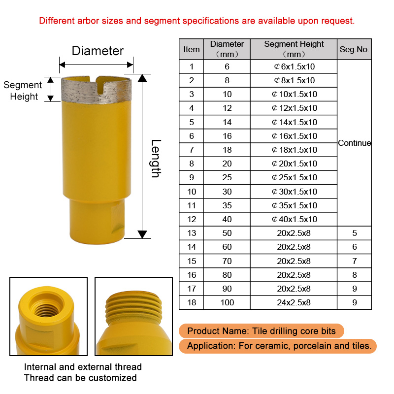 Alat Johnson OD6-100mm Mata Gerudi Berlian Terbaik Untuk Menggerudi Melalui Seramik, Jubin, Porselin 4