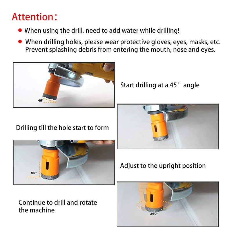 Alat Johnson OD6-100mm Mata Gerudi Berlian Terbaik Untuk Menggerudi Melalui Seramik, Jubin, Porselin 7