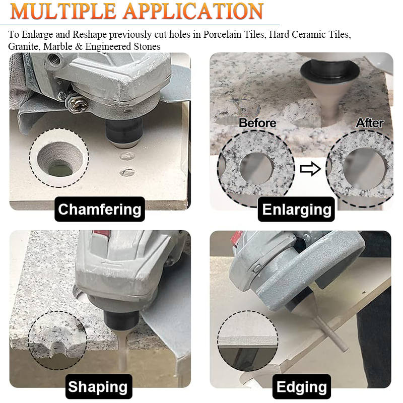 Johnson Tools Diamond Chamfer Milling Finger Bit - Sesuai untuk Mengisar Marmar dan Jubin Porselin - Alat Pembentuk untuk Pengisar Sudut - M14 atau 5/8-11 6