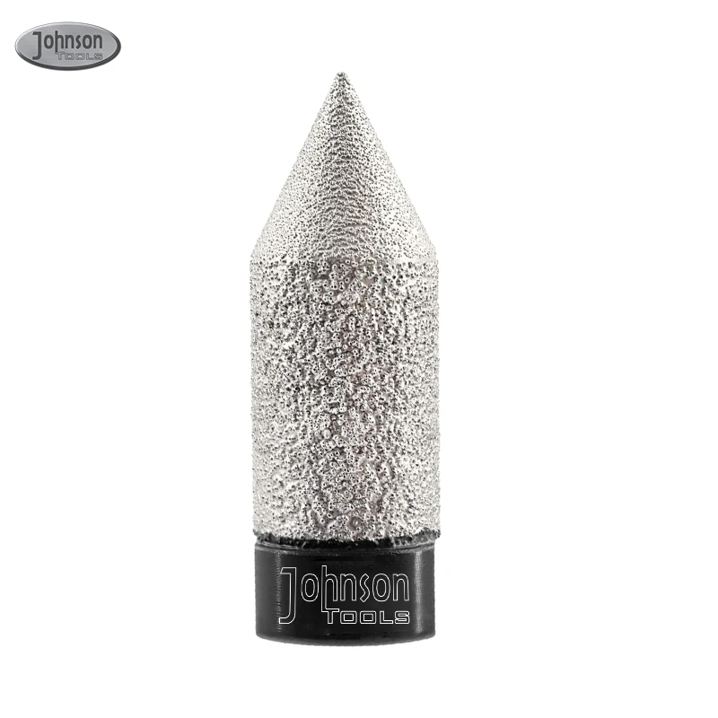 Johnson Tools Diamond Edge Chamfering Bit - Perfect for Precise Beveling on Porcelain, Ceramic, Marble, and Granite Tiles - Versatile 20-50mm Finger Milling Bit with 5/8''-11 Thread 1