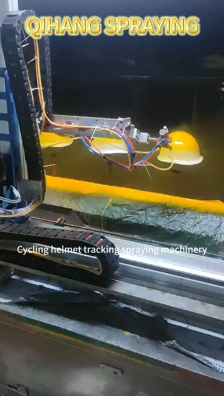 Automatic cycling helmet tracking spray coating machine 1