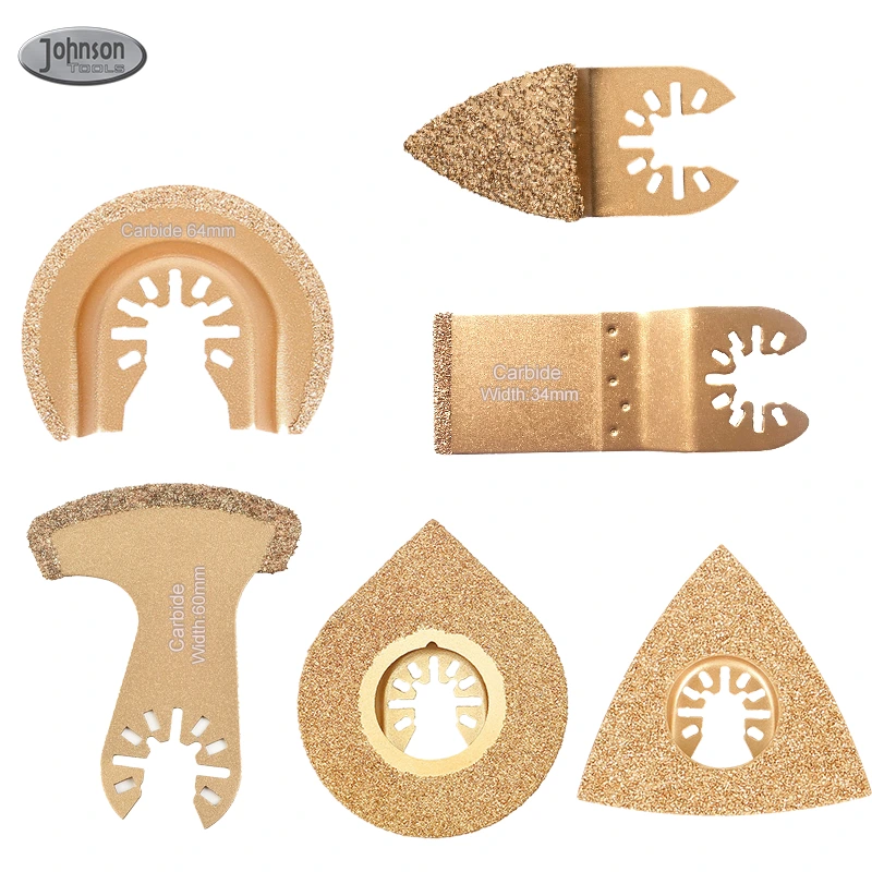 Johnson Tools 6 Different Universal Carbide Oscillating Saw Blades Set - Perfect for Tile, Grout, Mortar, Concrete, and Masonry 1
