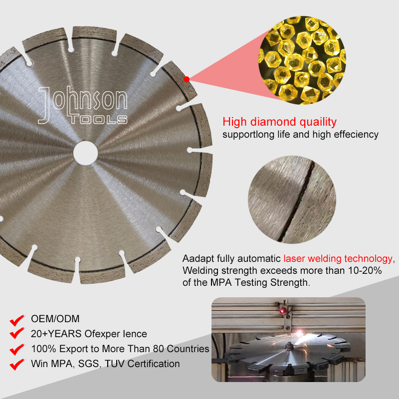Lama per sega diamantata per saldatura laser Johnson Tools con dischi da taglio con diametro del segmento turbo 105-230 mm per usi generali 5