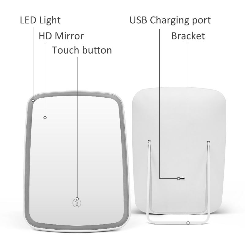Miroir de maquillage portable pliable de voyage avec lumière LED | sk52 3
