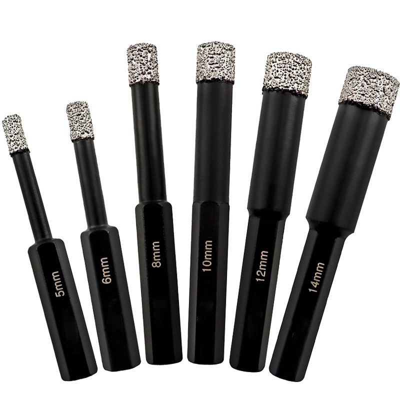 Johnson Tools Hex 5mm-14mm Vacuum Brazed Diamond Core Drill Bits for Ceramic Tile Porcelain Glass Stone 1