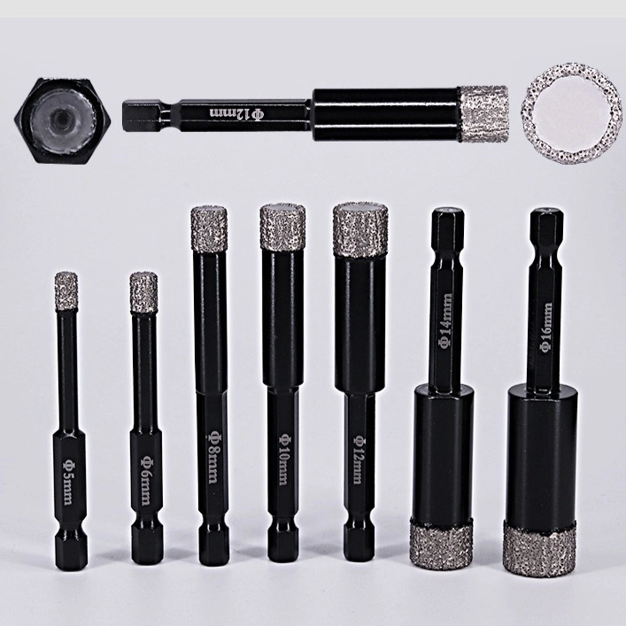 Johnson Tools Diâmetro 6-12mm Hex Shank Conjunto de brocas de perfuração de diamante para perfuração de núcleo de telha de porcelana de vidro 1