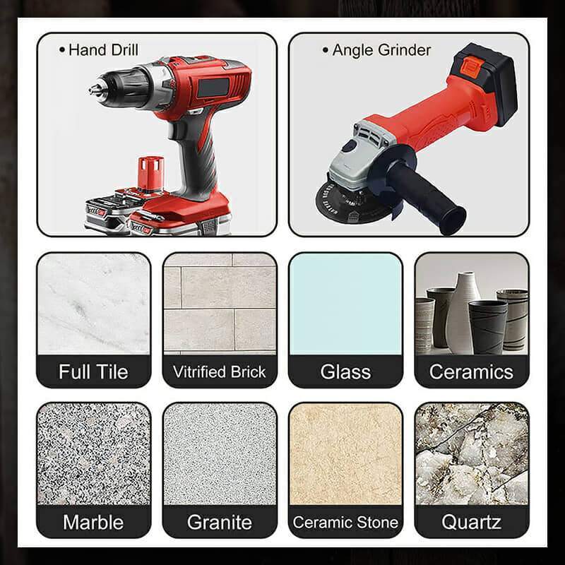 Johnson Tools Jeu de trépans de perçage diamant à tige hexagonale de diamètre 6 à 12 mm pour le perçage de noyaux de carreaux de porcelaine de verre 4