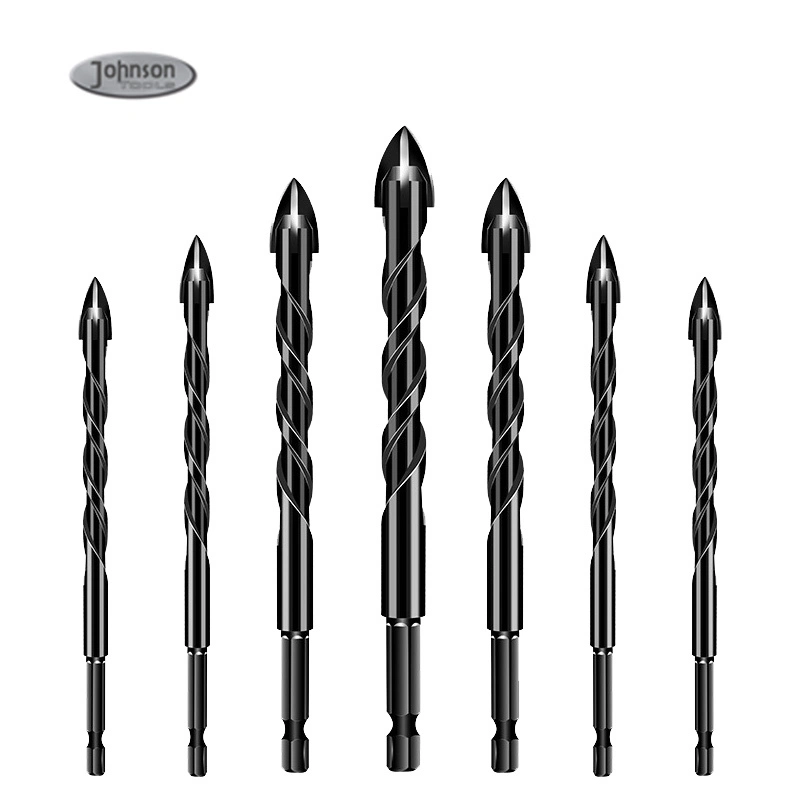 Johnson Tools Quick Release Hex Shank Cross Tungsten Carbide Glass Drywall Drill Bit for Glass Metal 1