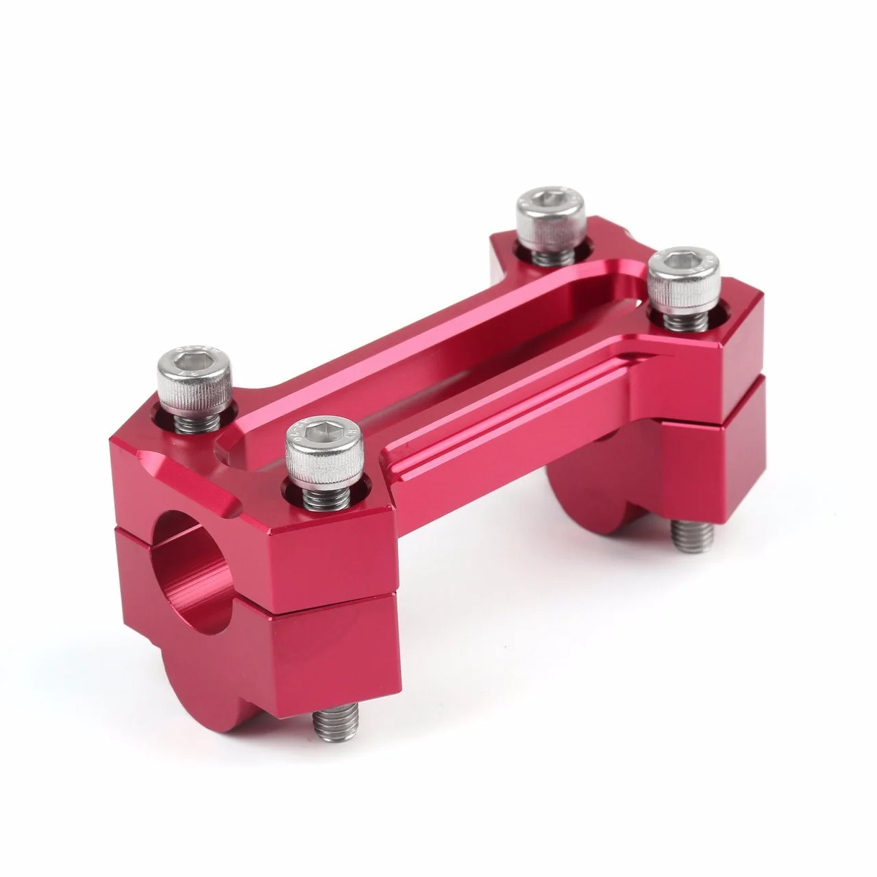 CNC Machined Aluminum Red Anodized Motorcycle Handlebar Mount Clamp Riser, Handle Bar Riser 1