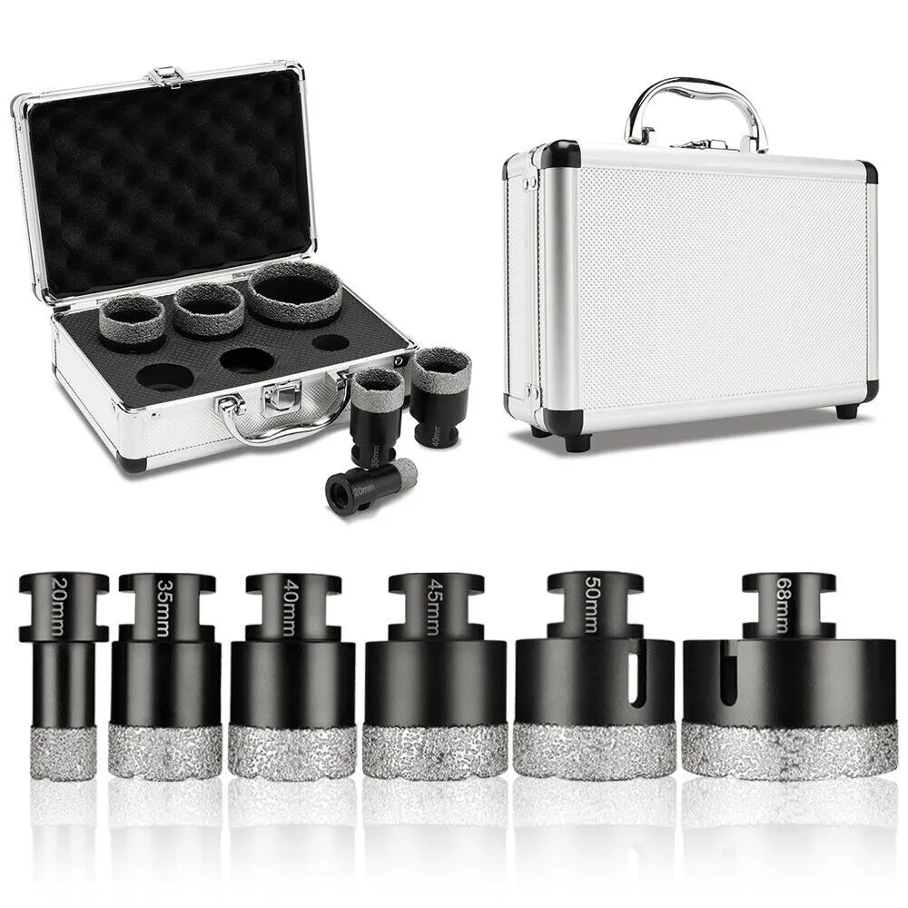 Johnson Tools 20mm, 35mm, 40mm,45mm, 50mm, 68mm M14 Vacuum Brazed Dry Diamond Core Drill Bits Set for Tiles 1
