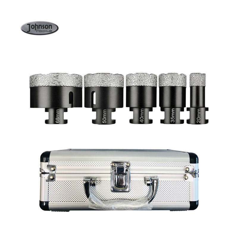 Johnson Tools 20mm, 35mm, 40mm,45mm, 50mm, 68mm M14 forets à noyau de diamant sec brasé sous vide pour carrelage 4