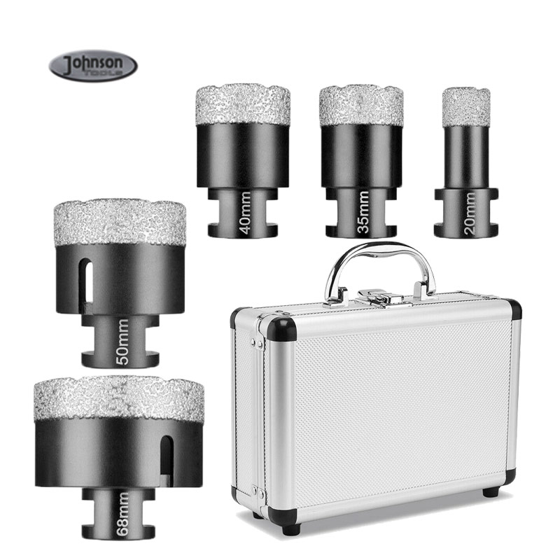 Johnson Tools 20mm, 35mm, 40mm,45mm, 50mm, 68mm M14 forets à noyau de diamant sec brasé sous vide pour carrelage 6