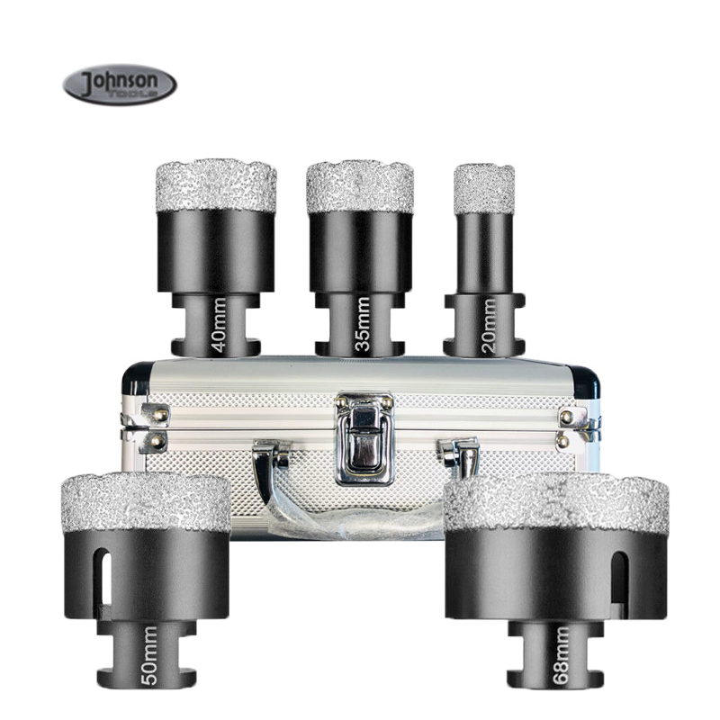 Johnson Tools 20mm, 35mm, 40mm,45mm, 50mm, 68mm M14 forets à noyau de diamant sec brasé sous vide pour carrelage 8