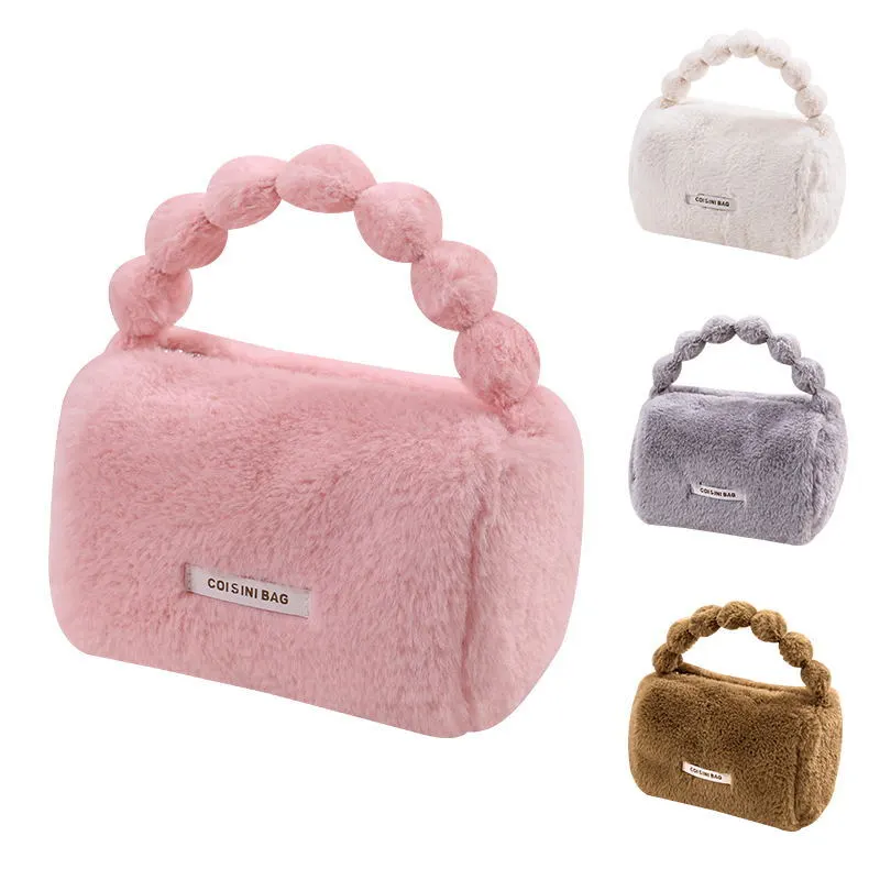 Travel makeup cosmetic storage bag furry hand bags 1