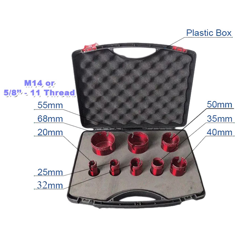 Johnson Tools 20/25/27/35/40/50/55/68mm Set Mata Gerudi Teras Jubin Berlian Set Batu Gergaji Lubang Pateri Vakum untuk Porselin 1