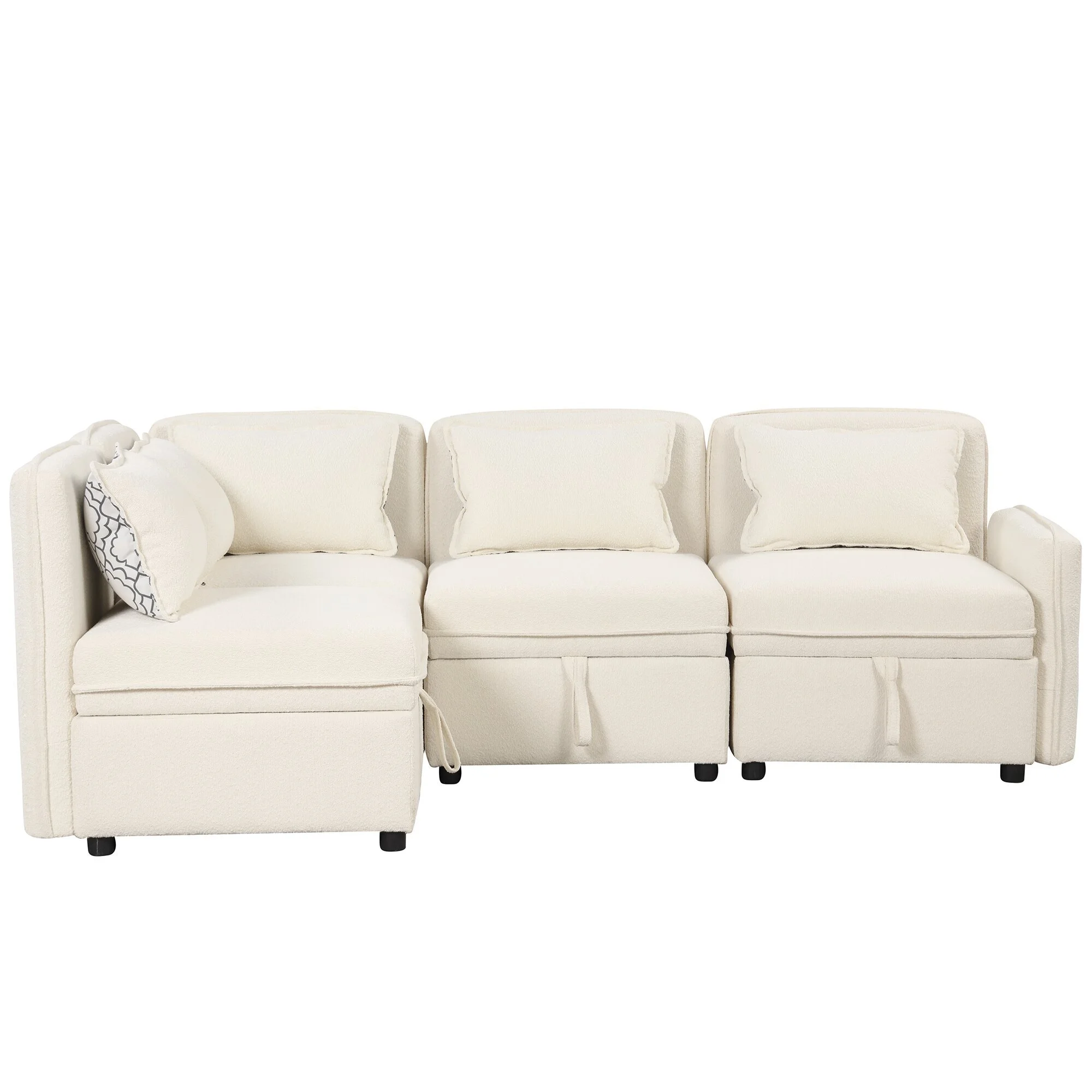 Wandelbares, modulares, minimalistisches Sofa. Frei kombinierbares 4-Sitzer-Sofa. Kombinationssofa aus Chenille-Stoff 1