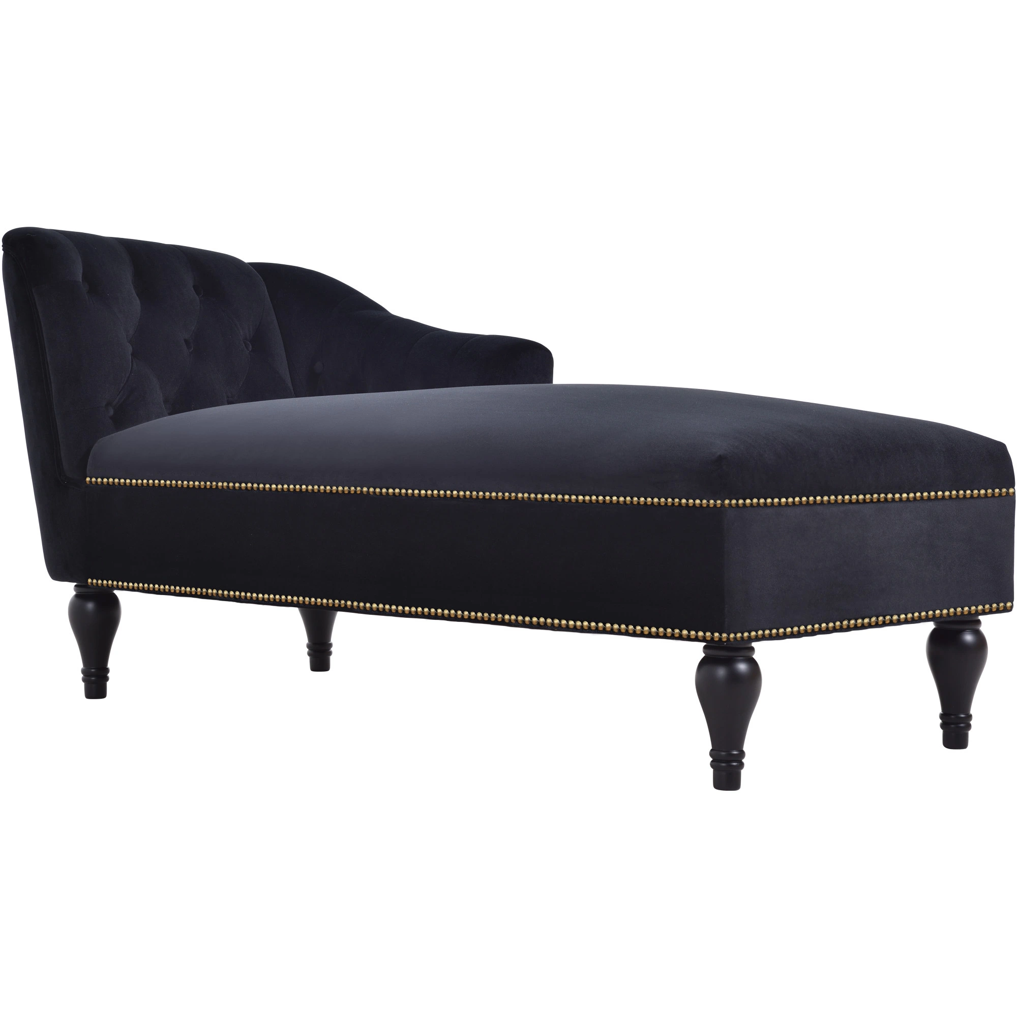 Mid Century Vintage Velvet Chaise Lounge, Modern Right Arm Facing Upholstery Lounge Chair with Solid Wood Legs 1