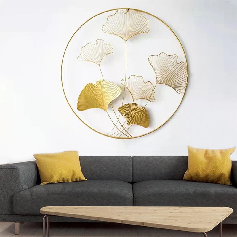 Colgante de pared tridimensional de hoja de ginkgo de hierro ZZ12617 1