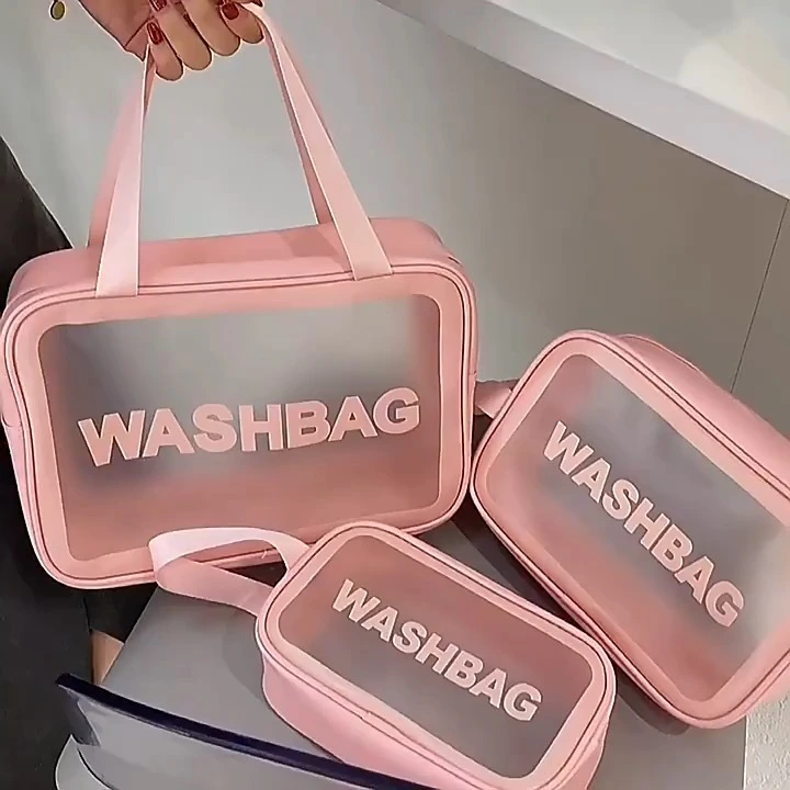 3-piece Set  Clear PVC toiletry bag Cosmetic Makeup Bag for Bathroom 1