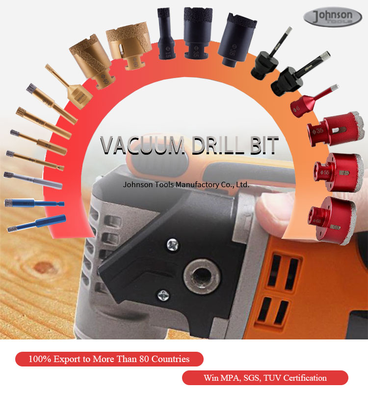Johnson Tools Vente chaude 6 pack 5/6/8/10/12 / 14mm + ensemble de localisateur de ventouse en plastique brasé sous vide tige ronde diamant carrelage scie cloche foret pour carrelage avec boîte en plastique 8