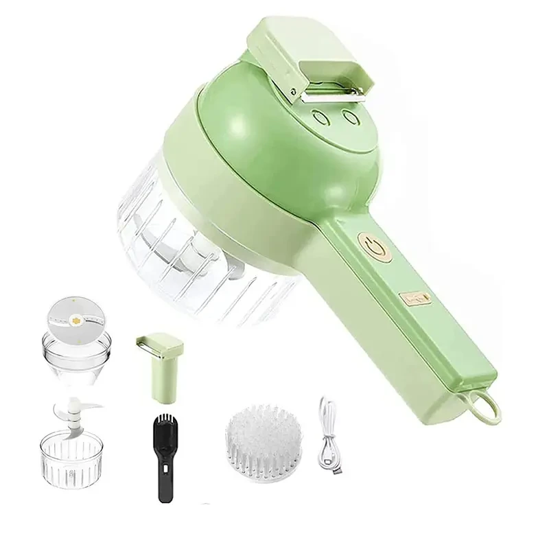 ZES 4 in 1 Handheld Electric Vegetable Cutter Set Wireless Gatling Portable Slicer Rechargeable Garlic Chopper 1