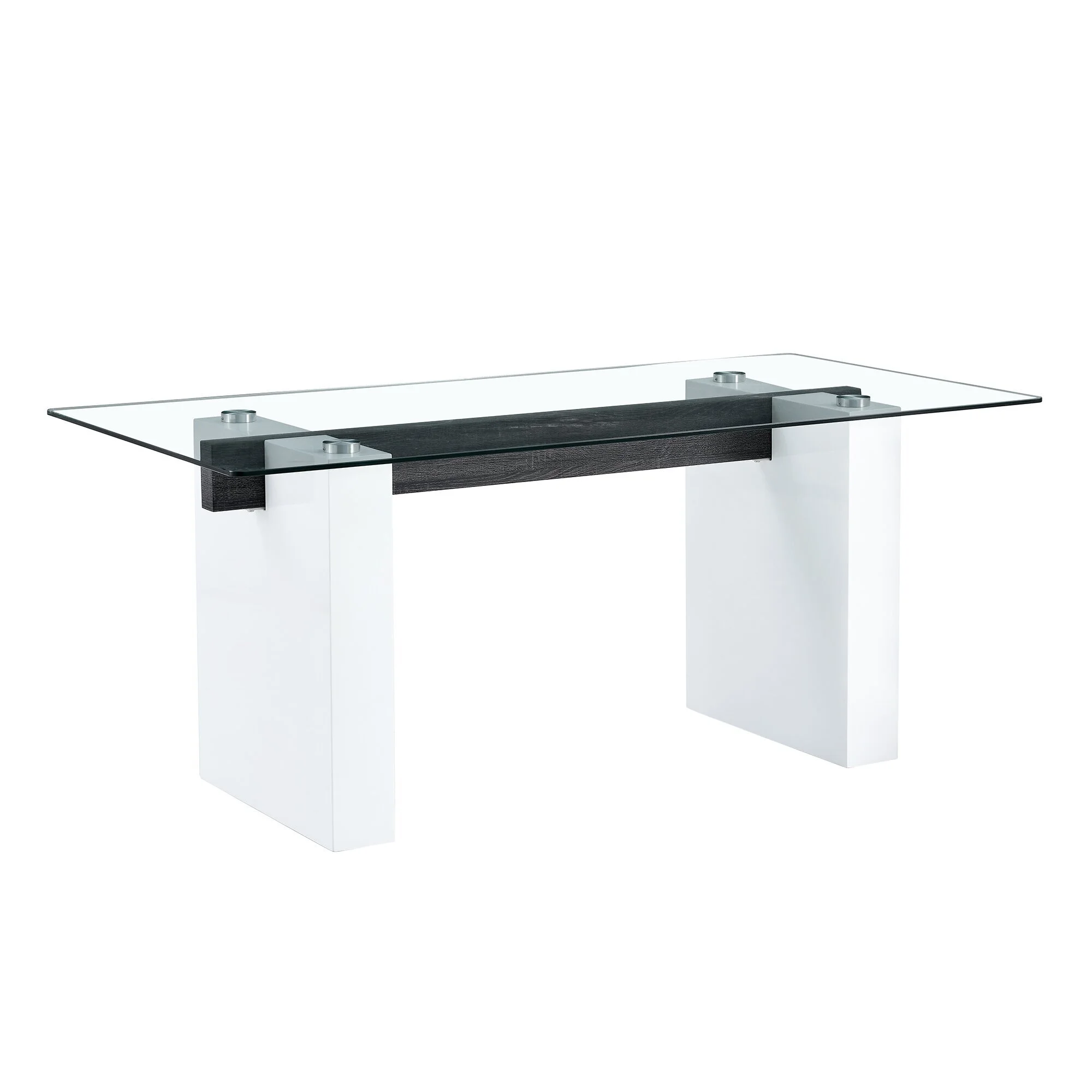 Large modern simple rectangular glass table, which can accommodate 6-8 people 1