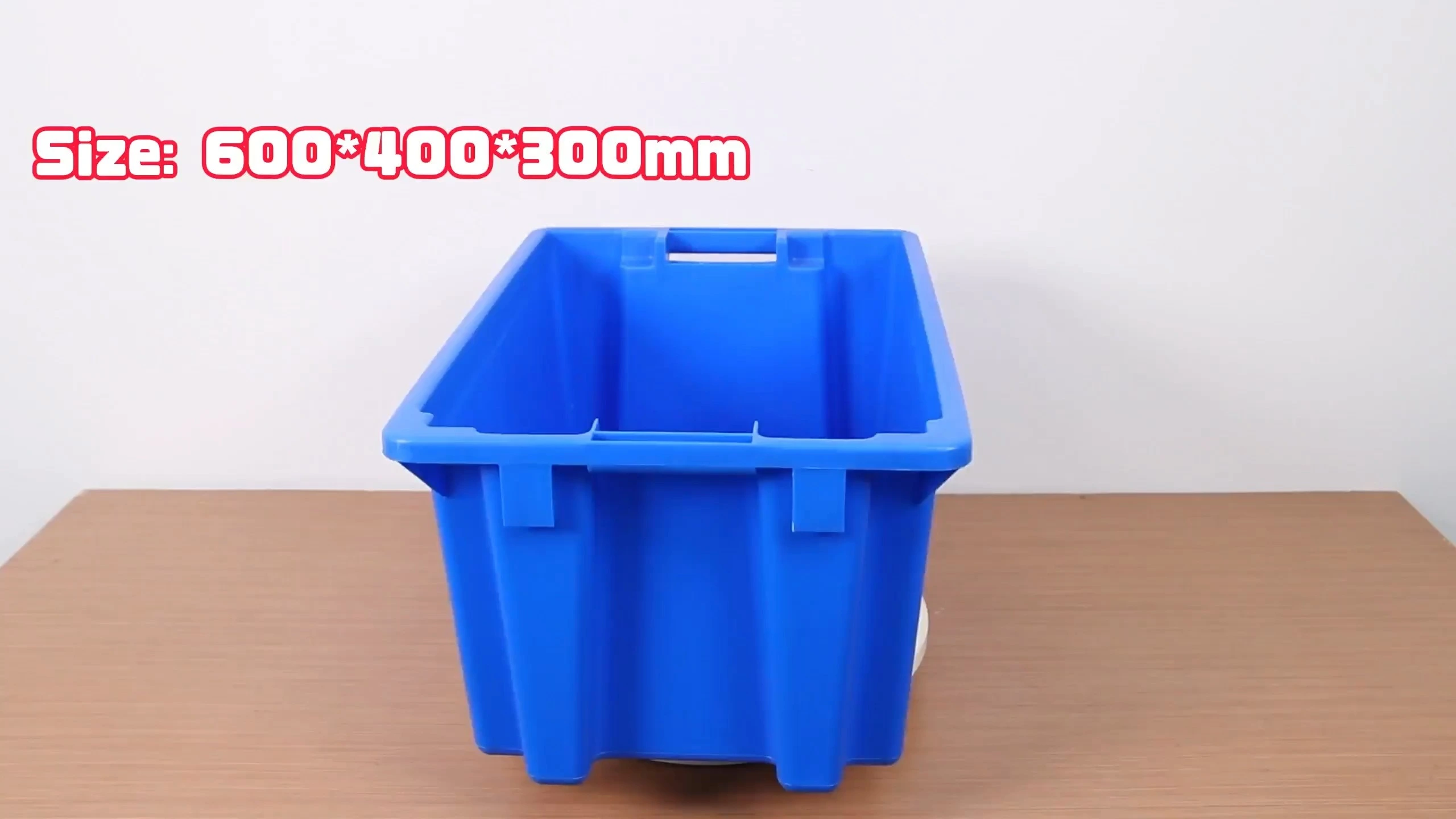 6430 Altkvalita Stackable Tote Dosiera Stokado Skatolo Alkroĉita kovrilo Ujo Plasta Movanta Stoka Skatolo 1