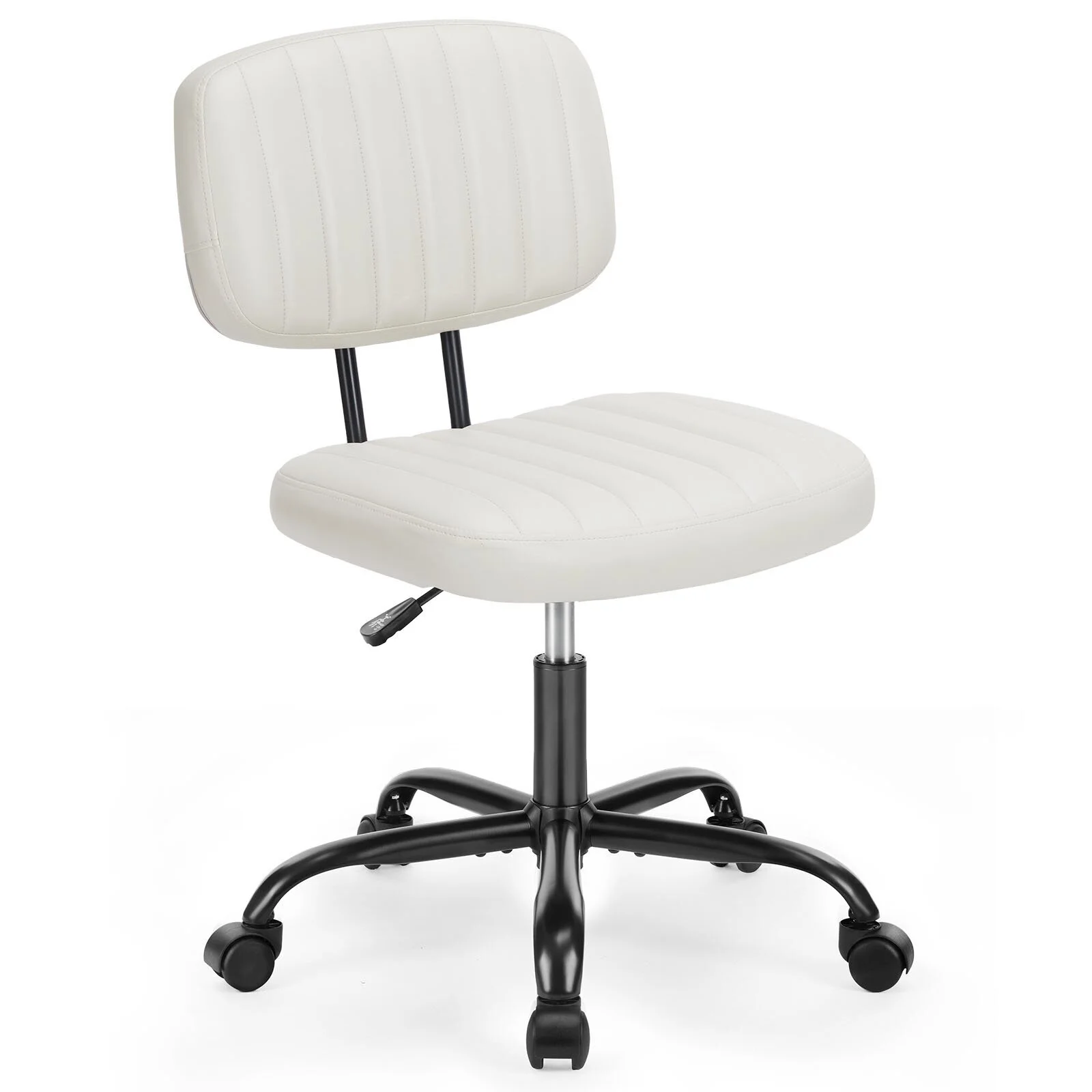 SWEETCRISPY PU Leather Low Back Task Chair Small Home Office Chair with Wheels 1