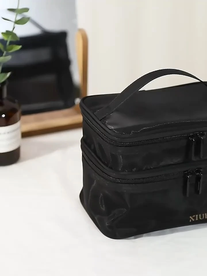 Bolsa de higiene portátil de gaze de grande capacidade Bolsa de maquiagem Simples, dupla e três camadas 1
