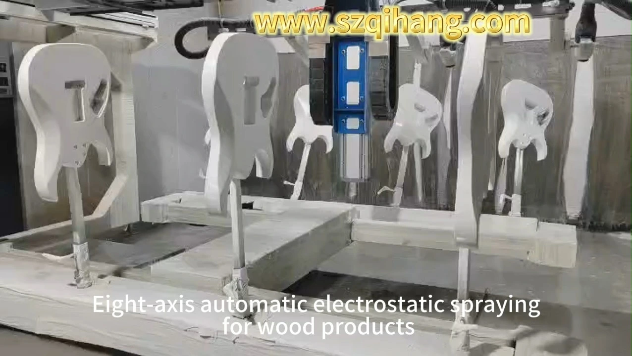 Guitar Wood Products Eight-axis Electrostatic Powder Spraying Machinery and Equipment 1