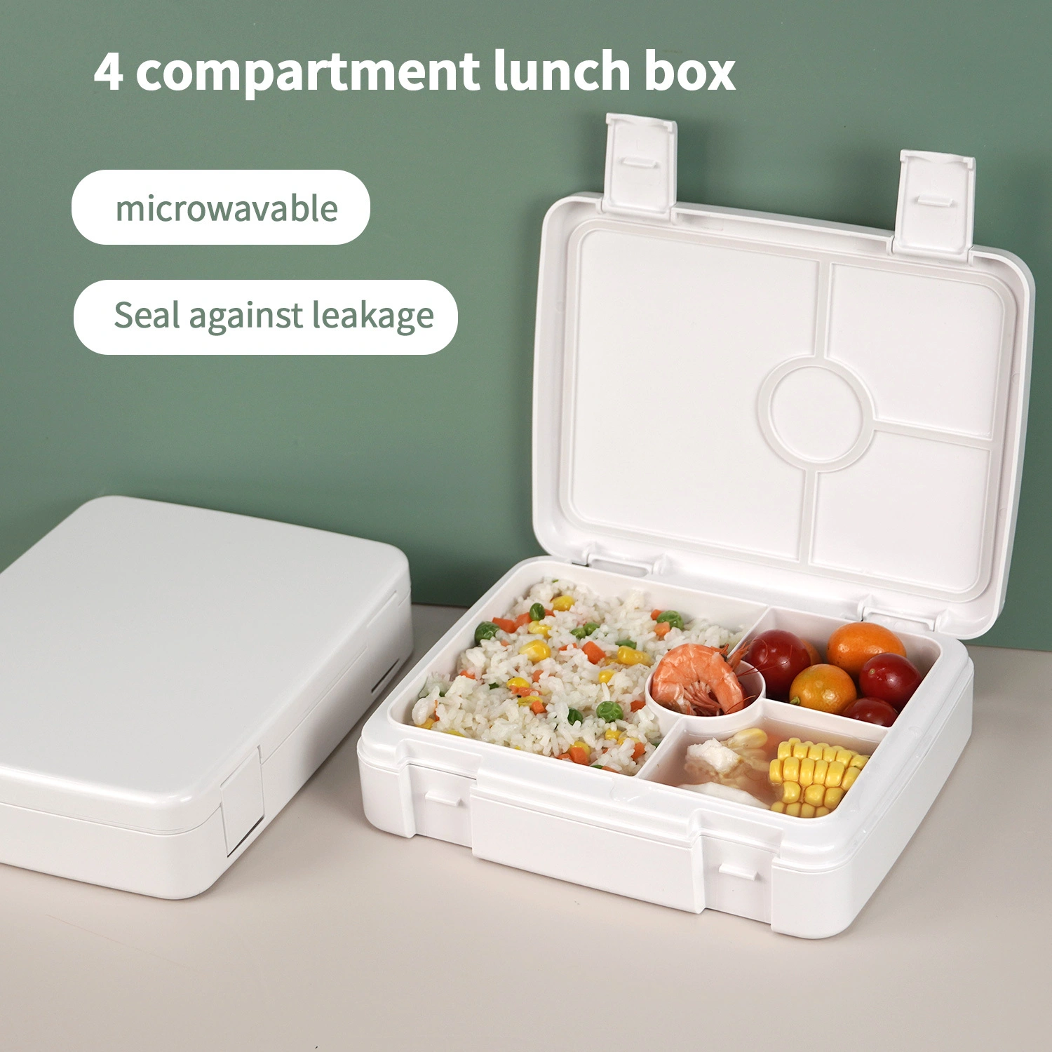 New Design Leakproof Lunch Box Custom Logo 4 Compartment Plastic Bento Kids Lunch Box 1