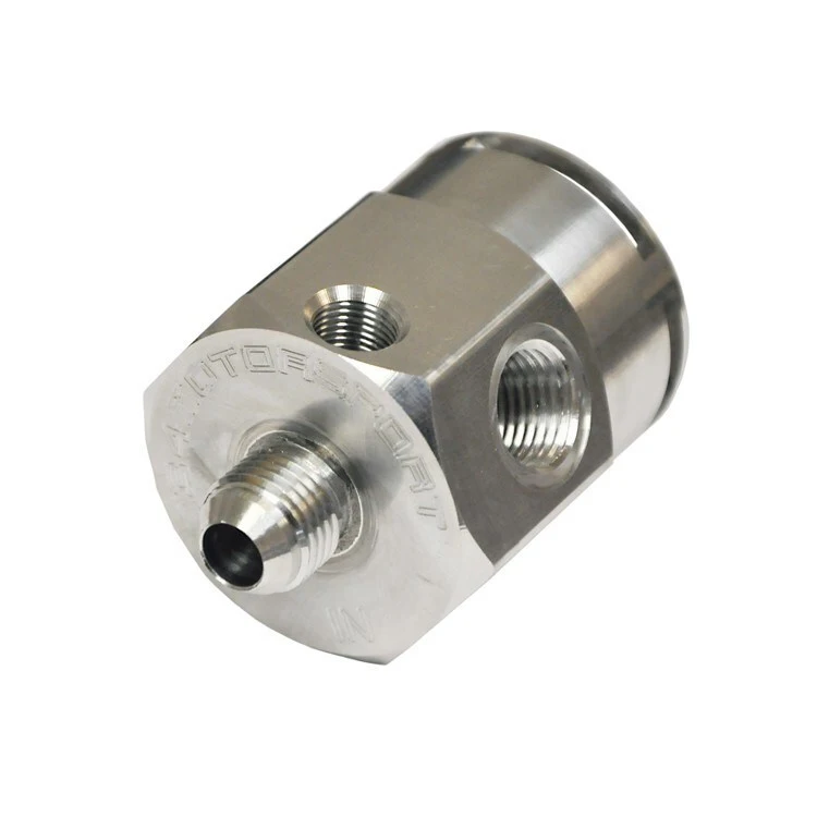 High Quality CNC Turning Machining Stainless Steel Fuel Pressure Regulator Housing Adapter 1