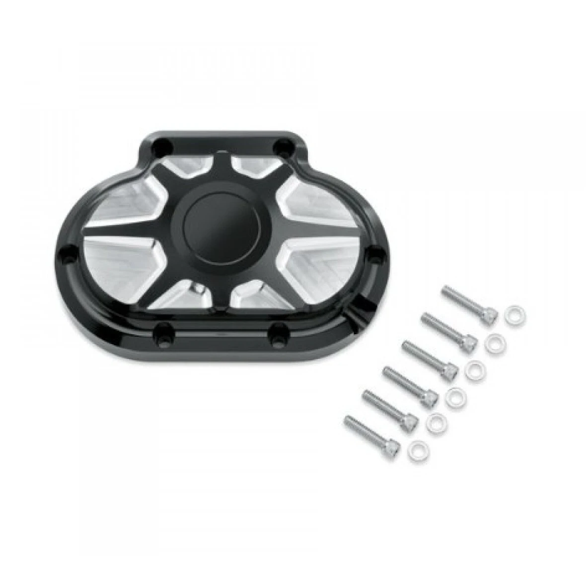 Black Billet Aluminum Motorcycle Edge Cut Burst Transmission Side Cover 1