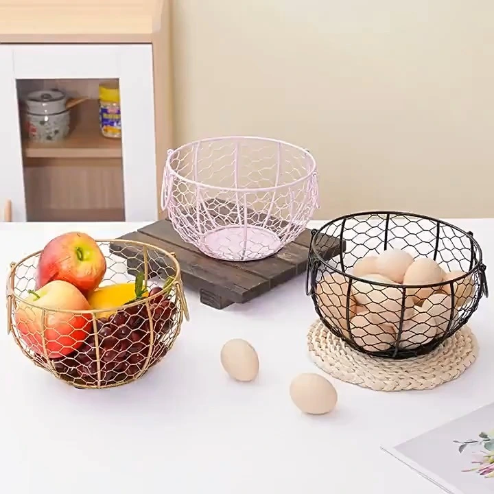 Cesta de almacenamiento binaural de metal adecuada para almacenamiento en la cocina. 1