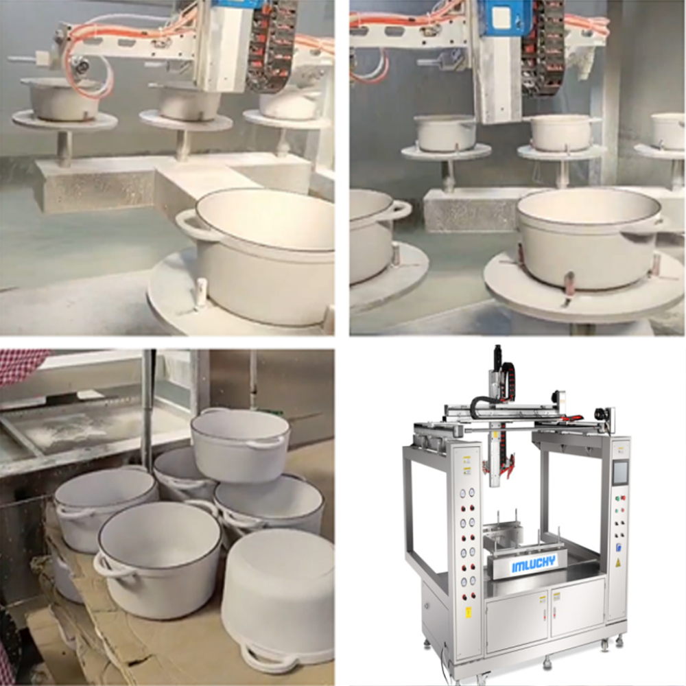 Eight Axis Automatic Enamel Spraying Equipment for Cast Iron Pots