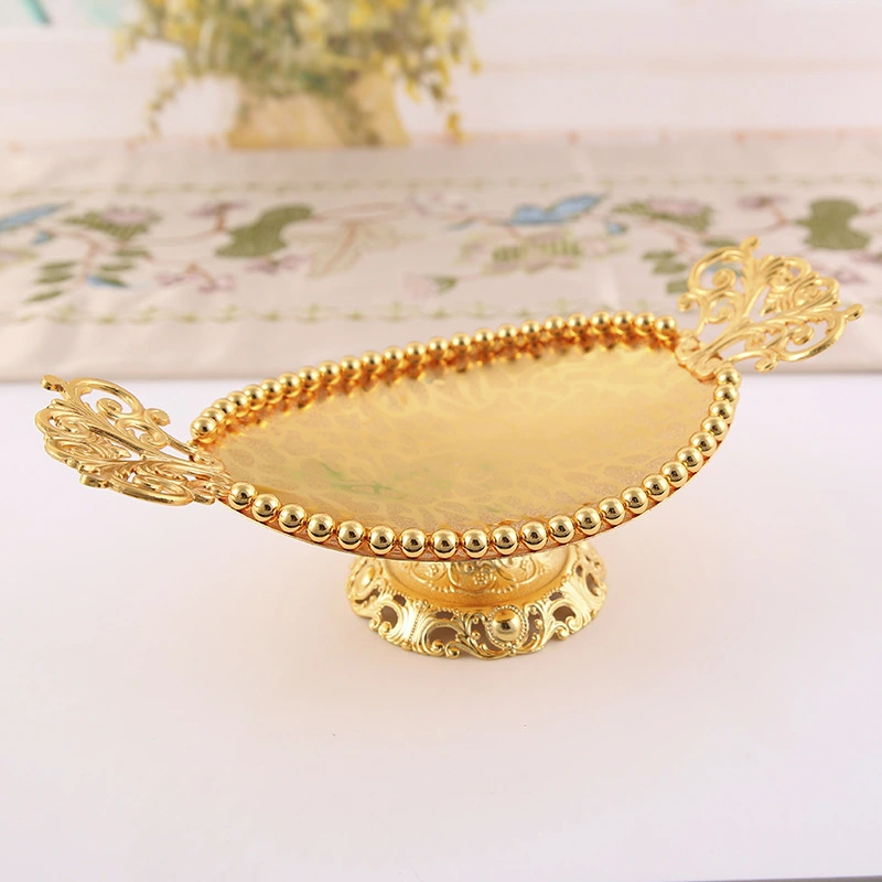 Bandeja de frutas oval artesanal de metal para decoração de casa 1