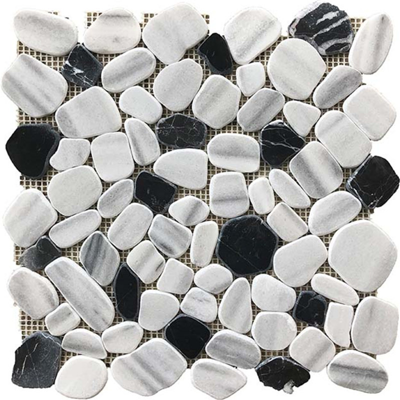 Patrón de color mixto con apariencia de guijarro de mosaico de mármol para decoración de paredes de baño--Superstone 1