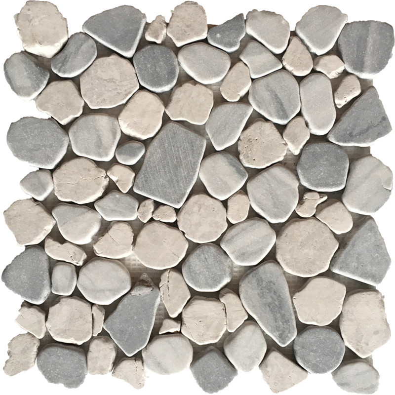 Patrón de color mixto con apariencia de guijarro de mosaico de mármol para decoración de paredes de baño--Superstone 3
