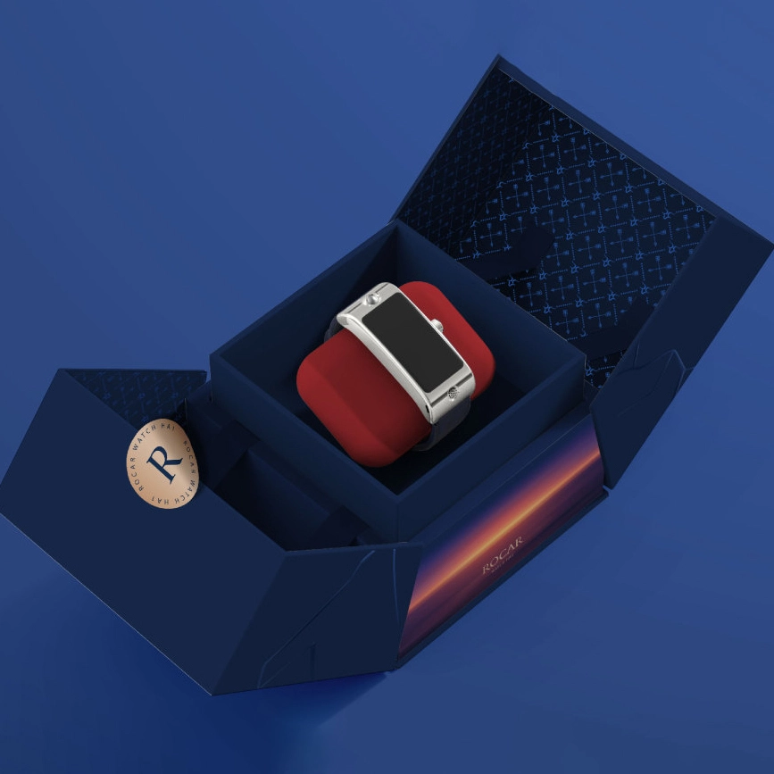 Nobile ed elegante scatola per orologi a doppia porta blu scuro 1