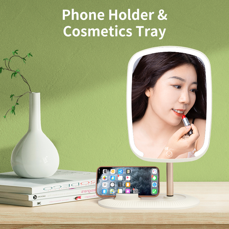 Desktop mirror organizer makeup with stand holder 2