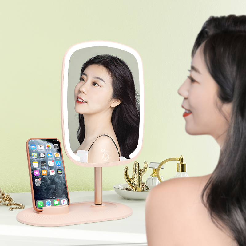 Desktop mirror organizer makeup with stand holder 3