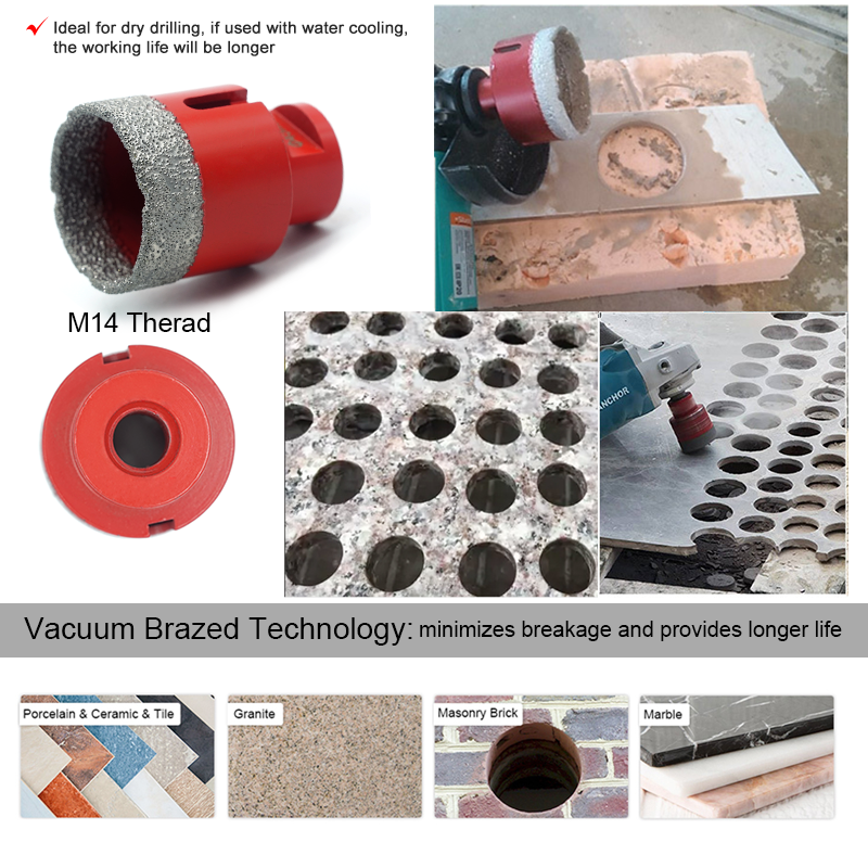 Johnson Tools Diamond Drill Core Bits Kit Cutting and Drilling for Marble Stone Porcelain Tile 4