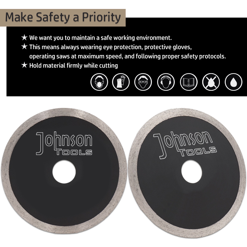 Johnson Tools Factory 105/115/125 mm Sinterlenmiş Sürekli Kenarlı Elmas Bıçak, Fayans ve Porselen için 6