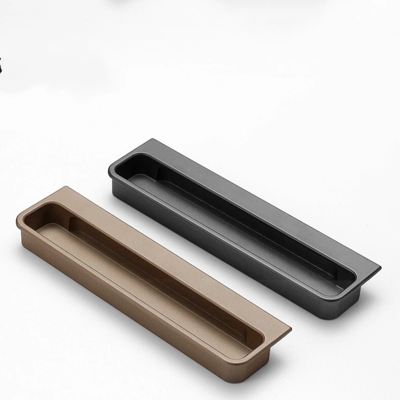 Aluminum Alloy Wardrobe Kitchen Cabinet Wood Door Pull Hidden Black Gold Grey Handles 1