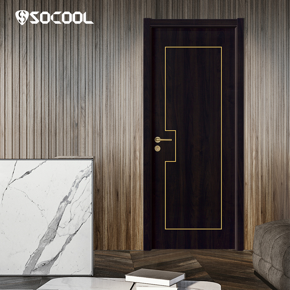 Socool Modern Elegance Contemporary Black Walnut Interior Wood Door 3